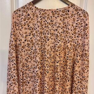 LOFT Pink and Brown Floral Blouse